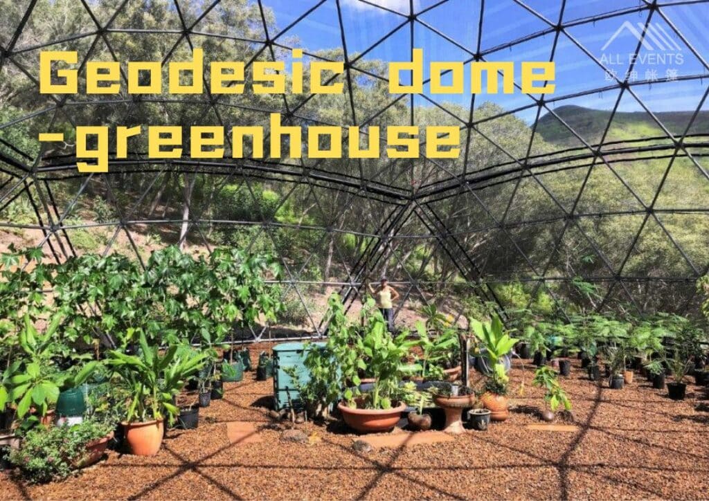 Geodesic dome tent in greenhouse agricultural