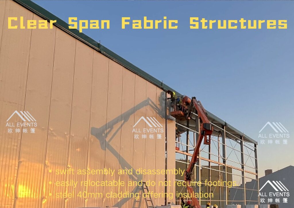 Semi permanent clear span fabric structures